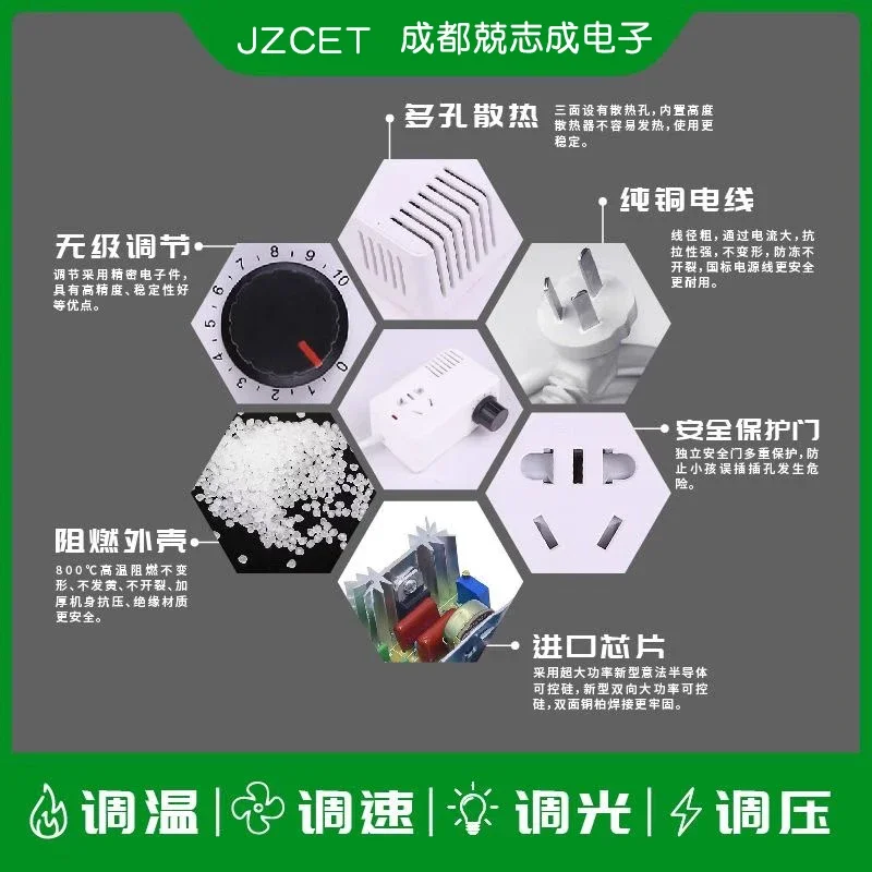 3000W High-power Thyristor Electronic Voltage Regulator, Fan Drill, Variable Speed Controller and Thermostat 220V