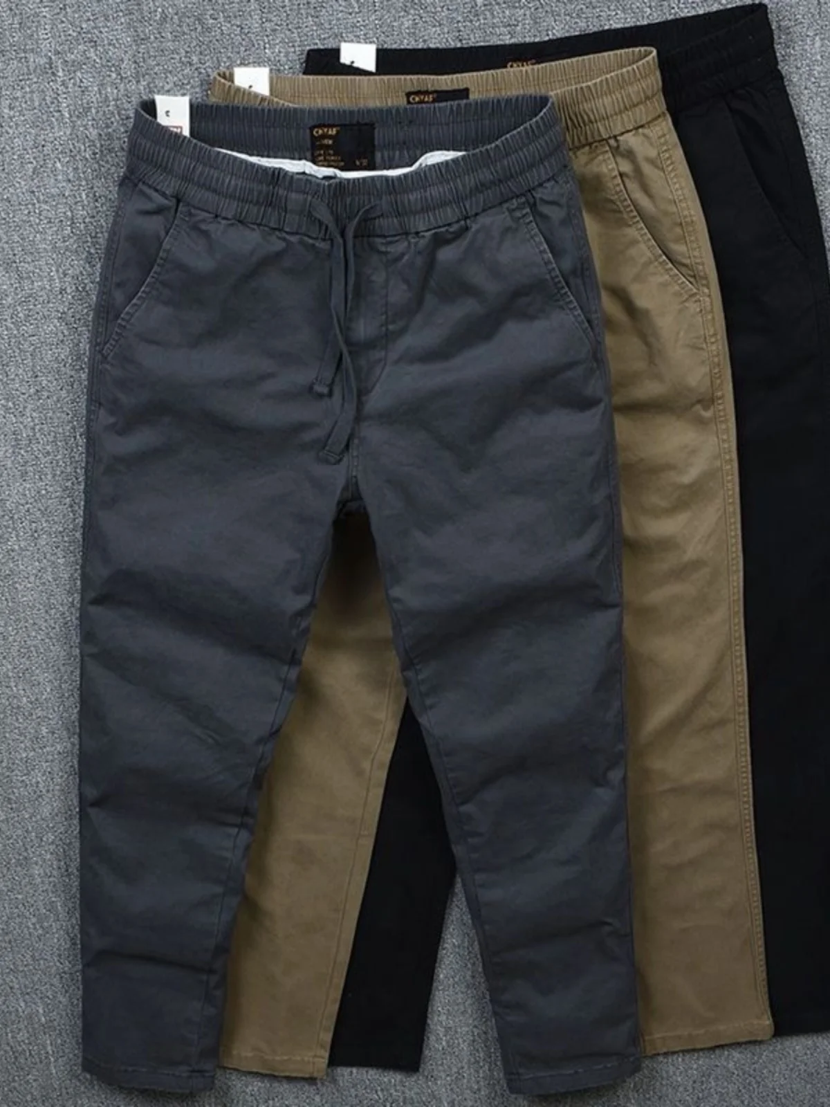 Men's Casual Cotton Work Pants Wear-Resistant Loose Fit Pure Cotton Workwear Comfortable Breathable Straight Leg Trousers