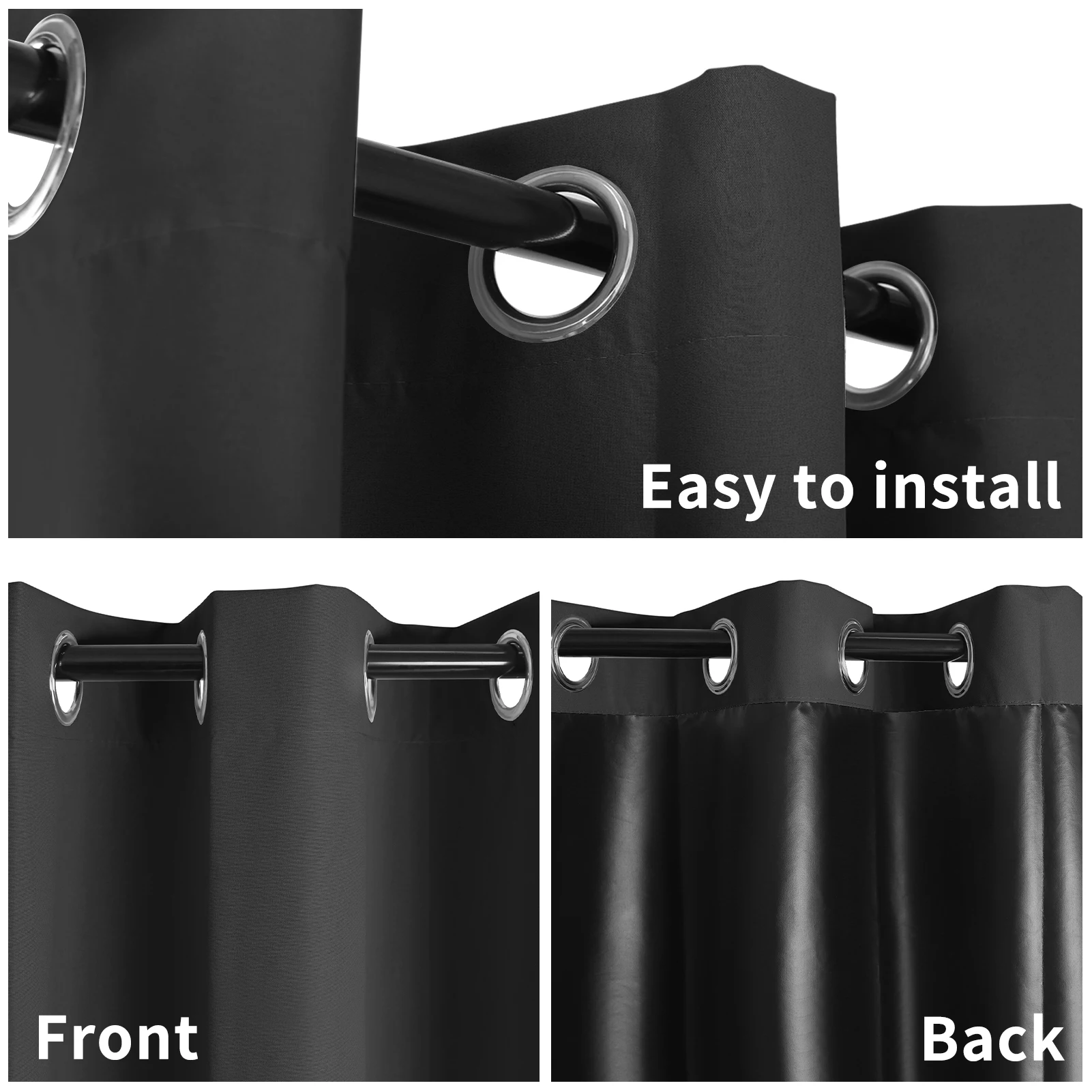 2 لوحة الصلبة 100% ستائر التعتيم مع الحلقات مجموع الخصوصية الستائر لغرفة النوم غرفة المعيشة ديكور المنزل الطرف #2