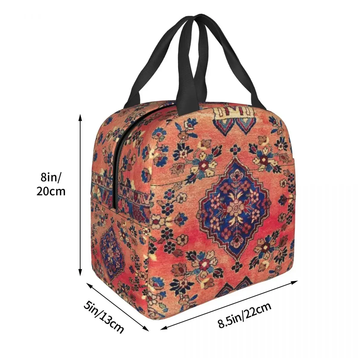 Kashan Central Persian Silk Insulated Lunch Bags Waterproof Picnic Bags Thermal Cooler Lunch Box Lunch Tote for Woman Work Kids