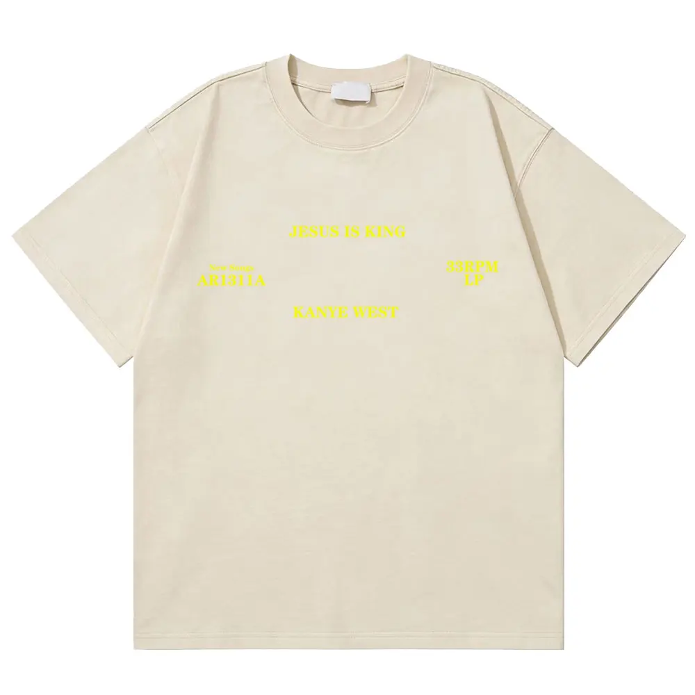 

Washed Vintage Kanye West T Shirts Jesus Is King High Quality Short Sleeve T-shirts Men Women Casual Cotton T-shirt Streetwear