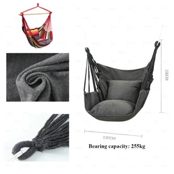 Hanging Portable Relaxation Canvas Outdoor Hammock Thicken Chair Swing Steady Seat Travel Camping Lazy Chair with Pillow