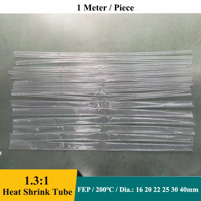 1/10/30Pcs 1.3:1 Clear Heat Shrink Tubing for Wires PTFE FEP 16mm ~ 40mm 200℃ 600V High Temperature Electric Wire Sheath