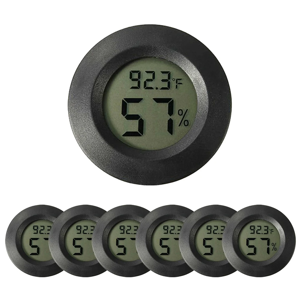 7 Pcs Round -Hygrometer Thermometer for Reptile Tank Humidity Digital Temperature Gauge Monitor Animal Hydrometer