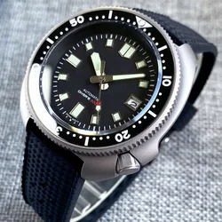 Tandorio-relógio de vidro safira mostrador preto titânio para homens, NH35A Diver, PT5000 Auto, Date Lume, borracha, 120 sucção, dia, 20ATM, PEN, Pseudo, Pseudo, 44mm