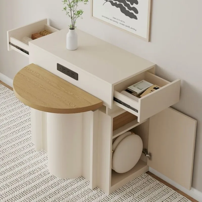 Integrated Household Retractable Semicircular  Oval Foldable Dining Small Unit Dining  and Chairs