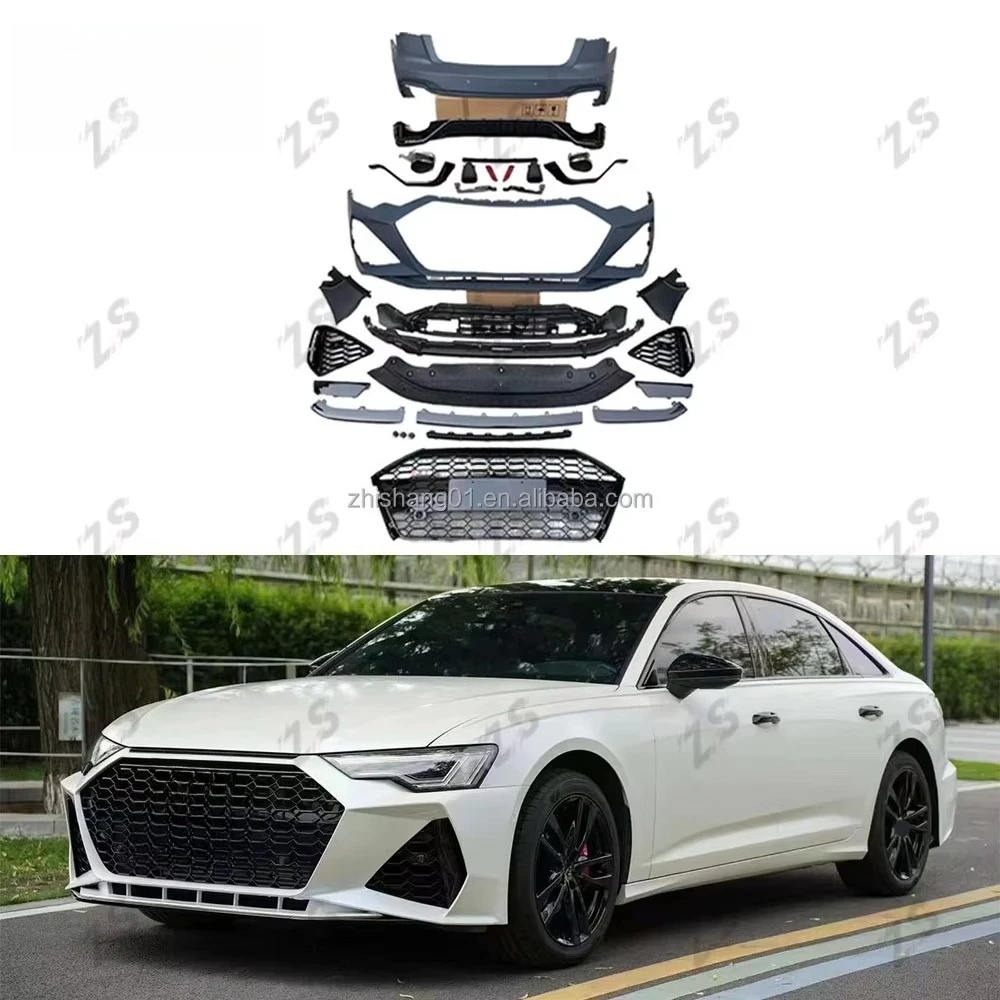 

STLF RS6 Style Full Set Body Kits for Audis A6 C8 Upgrade PP Material Car Bumper Kits Front Car Bumpers Car Grill Rear Lips