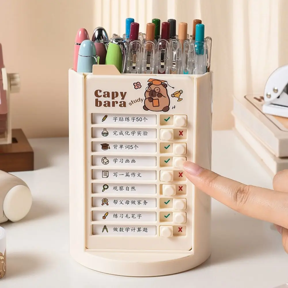 

Self-discipline Punch 360° Rotating Pen Holder Chores Checklist Schedule Memo Pen Pencil Organizer Plastic Large-capacity