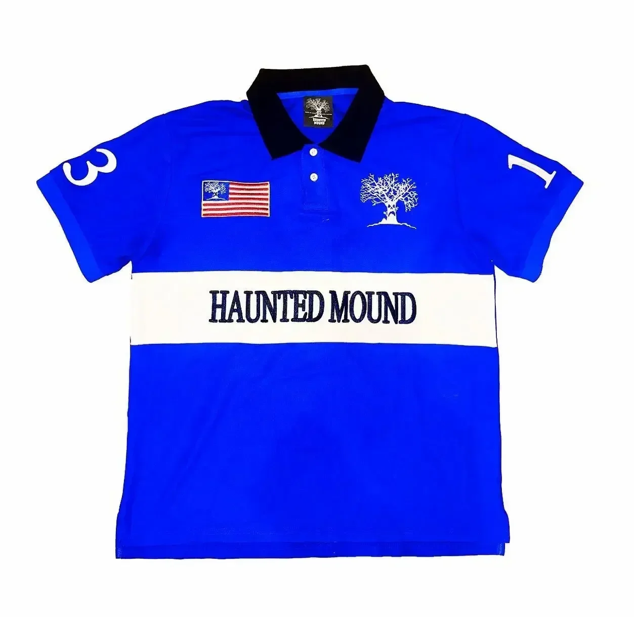 HAUNTED MOUND ポロシャツ swag Haunted Mound Men's Short Sleeve Polo Shirt Black/Red Multiple