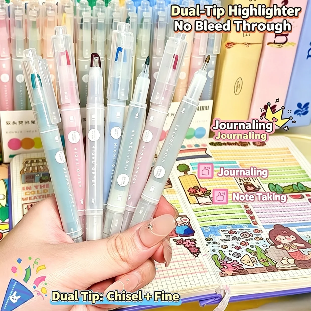 5/25 Colors Visible Window Dual-End Highlighter Pens - Eye-Friendly Markers for Daily Notes & School