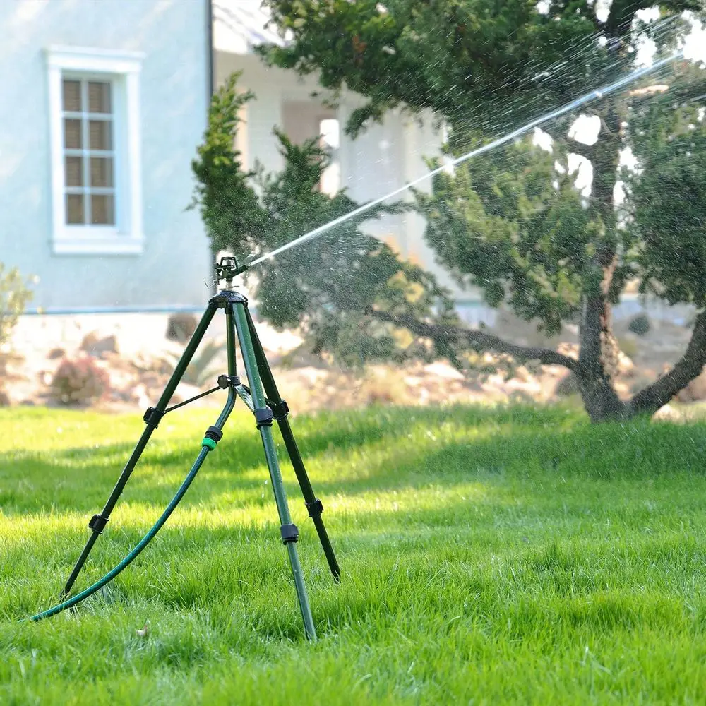 

Base Zinc Impact Sprinkler, 360 Rotating 3Height Adjustable Tripod, Heavy Duty Full Metal Sprinkler For Agriculture And Large Y