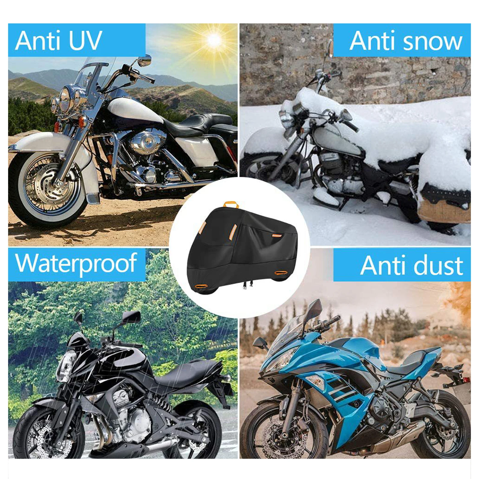 Motorcycle Cover Motocross Rain Cover Dustproof Protective 210D Motorbike Rain Cover for Bike All Season Outdoor Protection