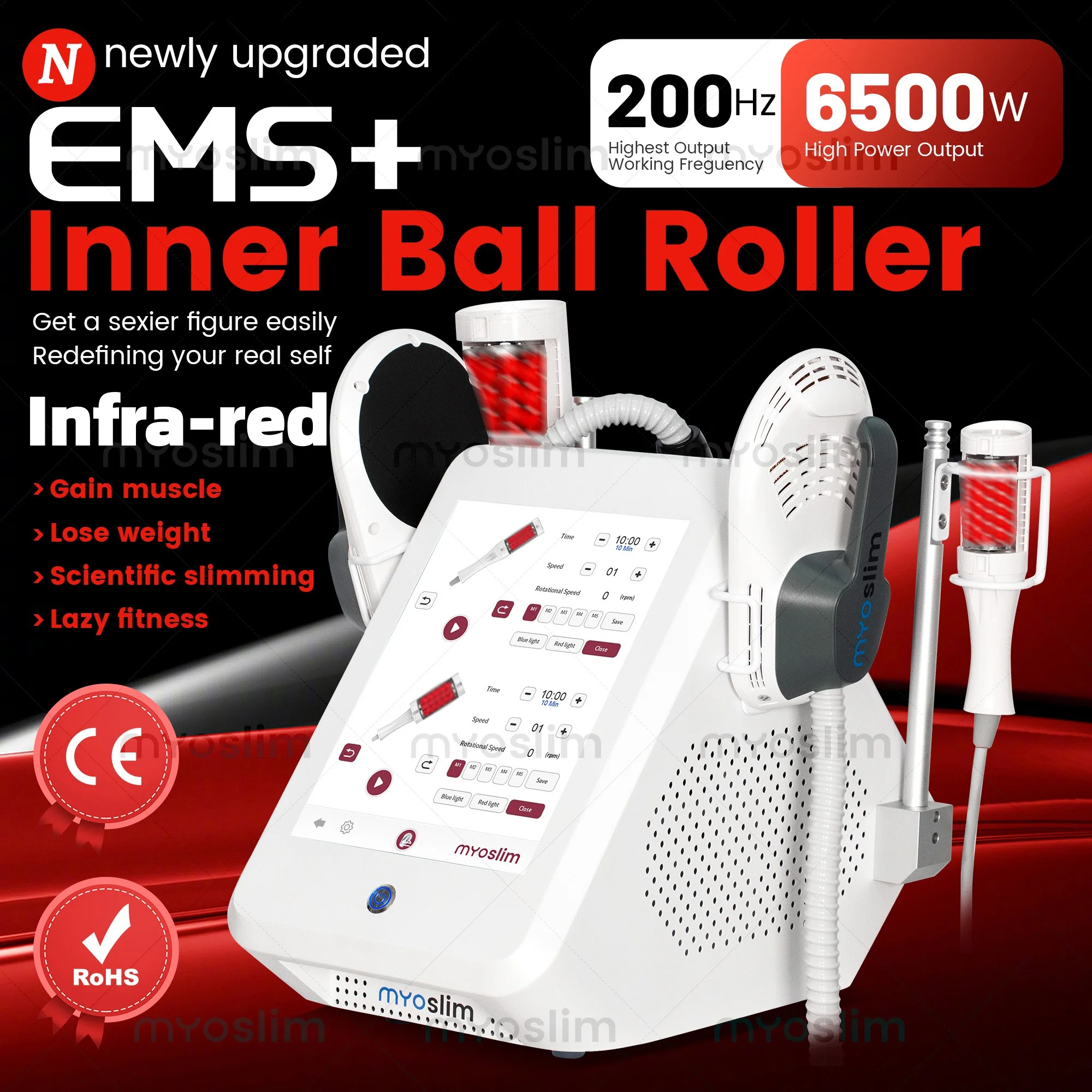 Ems Professional Body Sculpt Machine Cellulite Reduction Inner Ball Roller 360 Degree Vacuum Roller Machine Roller Slimming