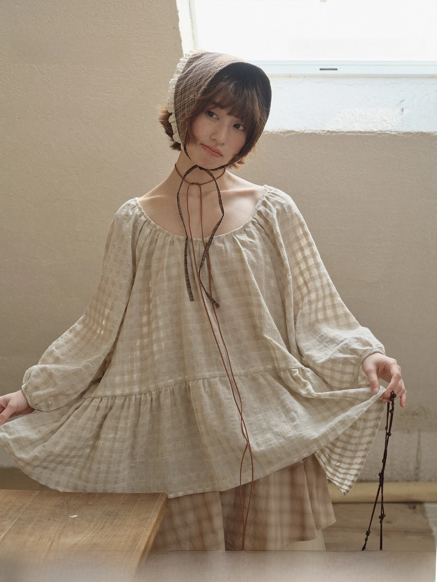 

Женская свободная рубашка TONGTIONG из хлопка и льна с длинным рукавом, с круглым вырезом, с узором, весенняя коллекция, в стиле Lazy Doll