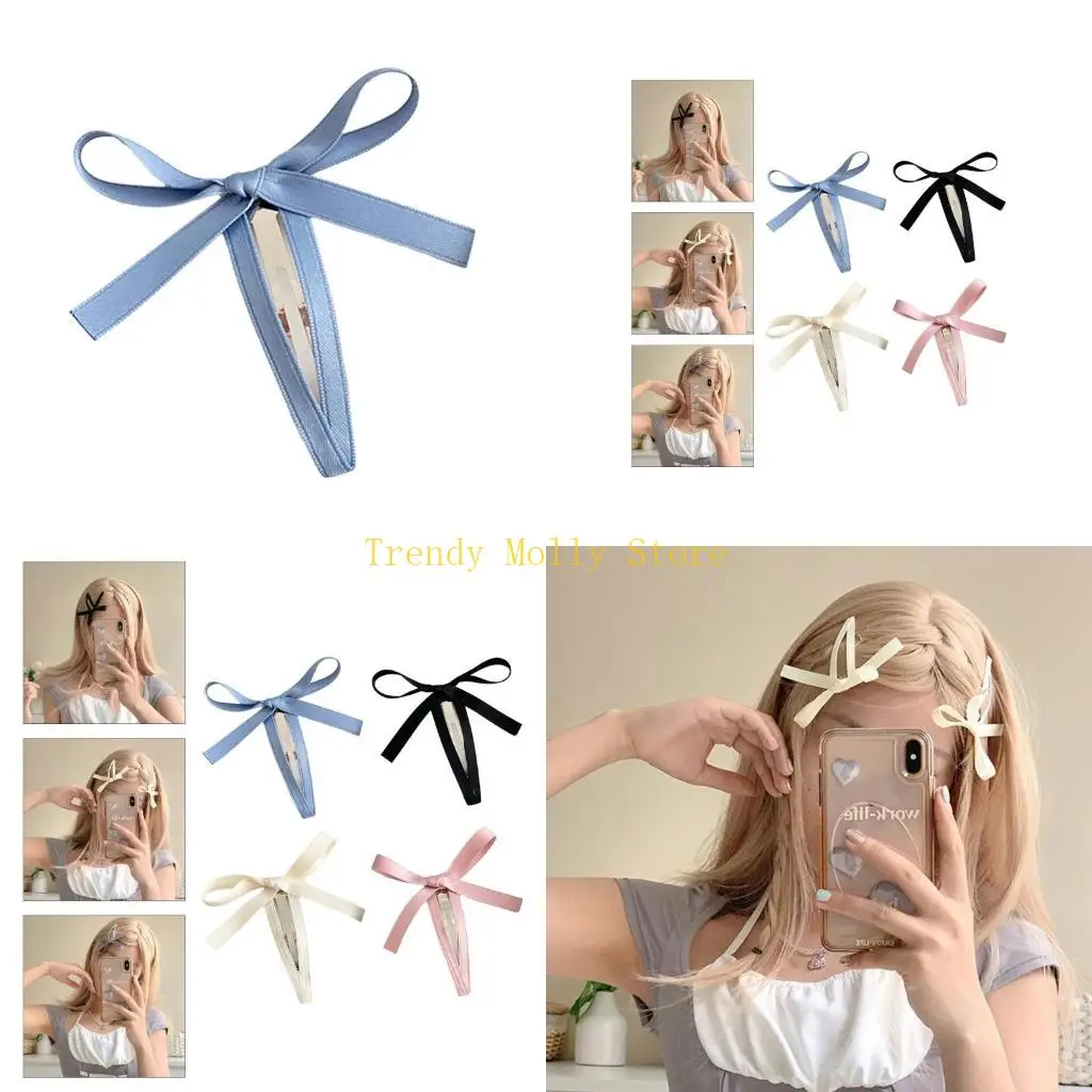 N5KB Bowknot Hair Clip Ribbon Bow Hair Scle