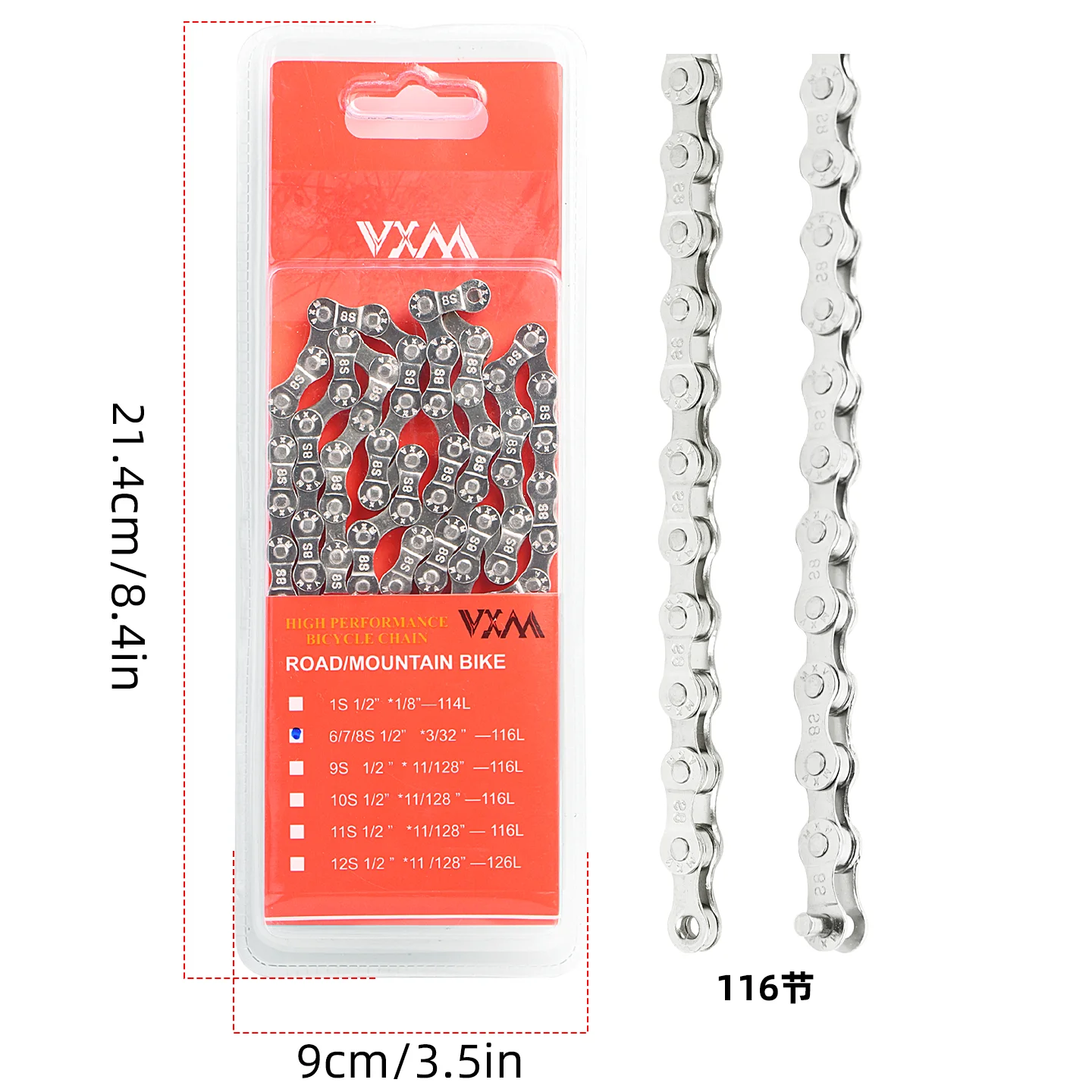 VXM Bike Chain Anti-Rust High Performance 8 Speed Compatibility High-Strength Bicycle Chain With Quick Link Durable Parts