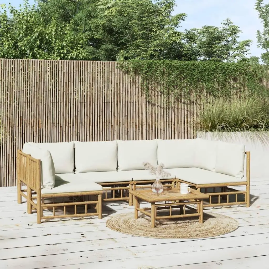 

Cream White Bamboo Garden Lounge Set Polyester Large Modular