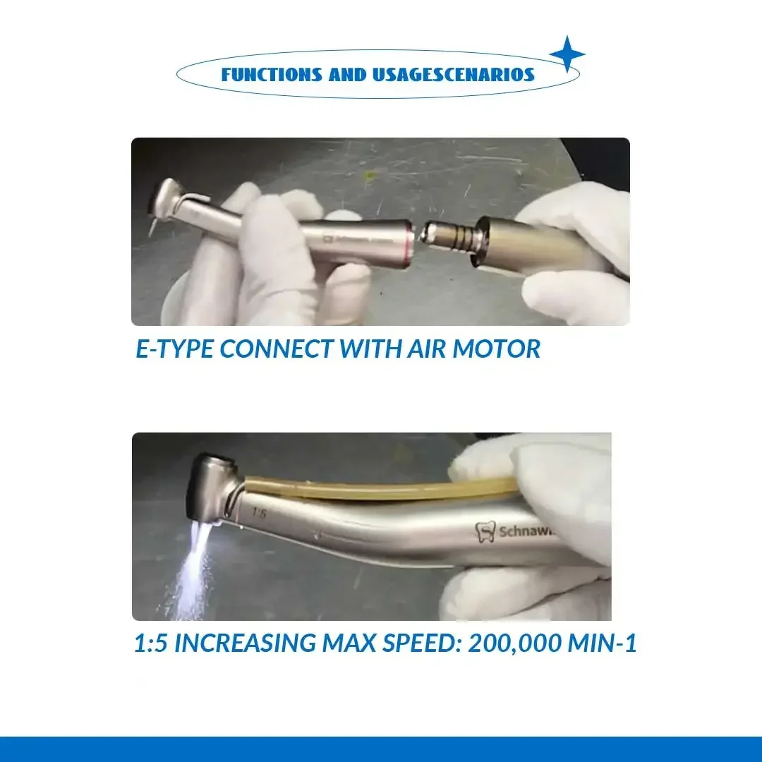 Pieza de mano Dental de velocidad creciente 1:5, pieza de mano de fibra óptica contraángulo, instrumento de dentista para implante de agua de riego externo