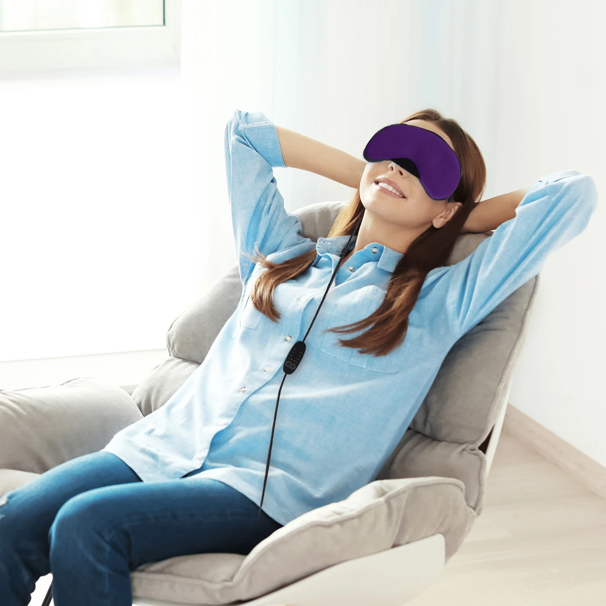 

1 шт., перезаряжаемая USB-тепловая маска для глаз, паровая теплая защитная маска для сна для снятия усталости глаз, уменьшение темных кругов