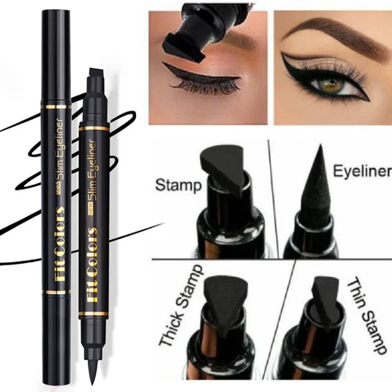 Big Seal Stamp Liquid Eyeliner Pen Double-ended Eyeliner Black Eye Liners Pencil With Eyeliner Cosmetic  Waterproof Fast Dry 1pc