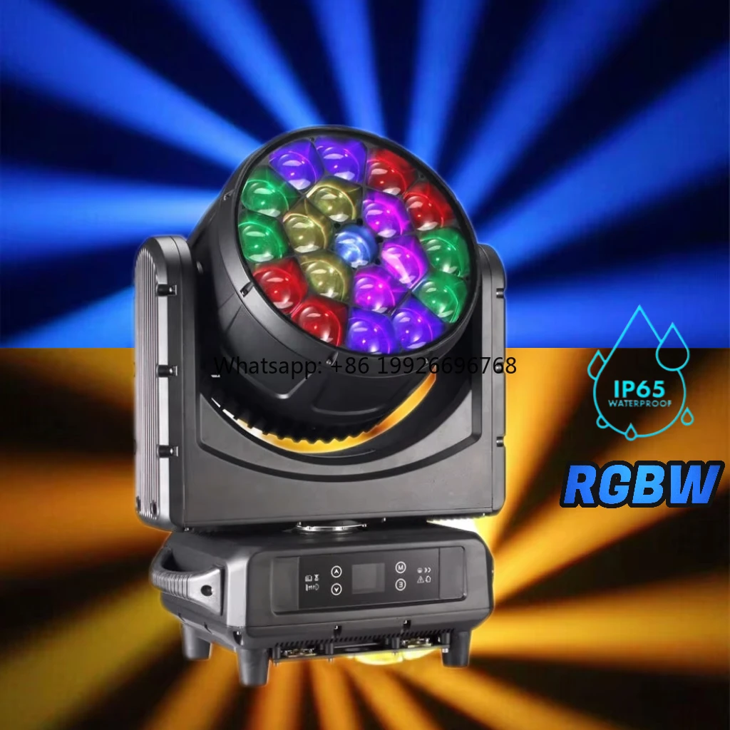 

2024Новый 19*40 Вт Bee Eye RGBW 4в1 DMX512 IP65 Водонепроницаемый DJ Event Stage City Color Открытый светодиодный светильник с подвижной головкой