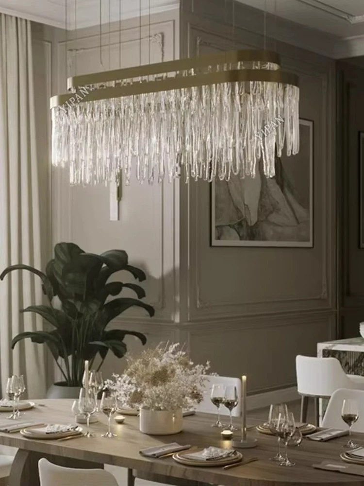 * Modern Wind Crystal Chandelier Restaurant Bar Project Installed White Light Emitting Diode Chandelier