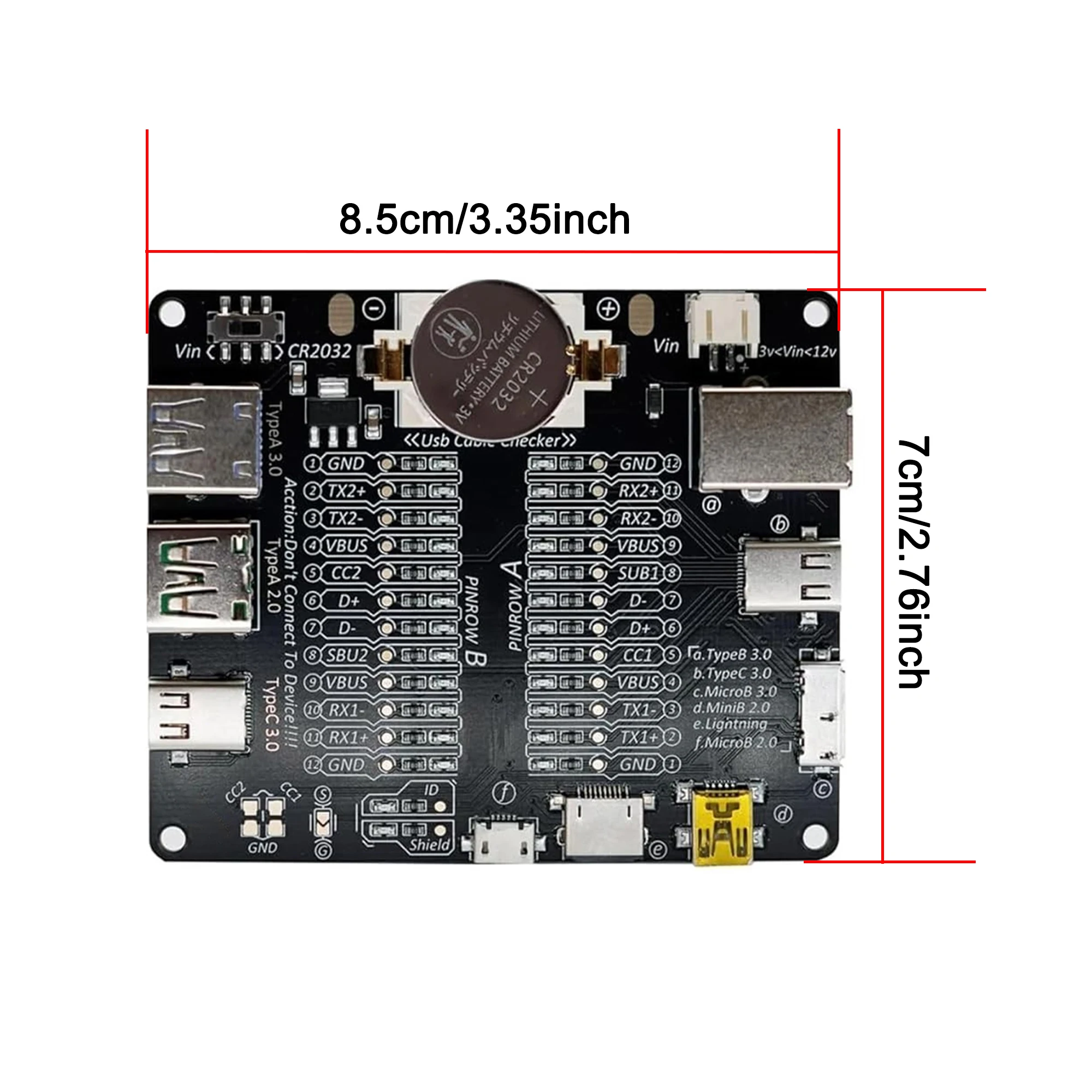 DC3-12V Data Cable Detection Board Type-C USB Micro A B  Cable Tester Short Circuit On-Off Switching For iOS Android Test Board