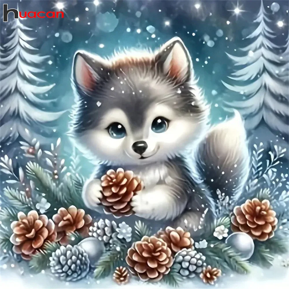 Huacan Voller Diamant Mosaik Tier Wolf Strass Bilder 5d Diy Diamant Malerei Winter Kunst Home Dekoration Handwerk Kit