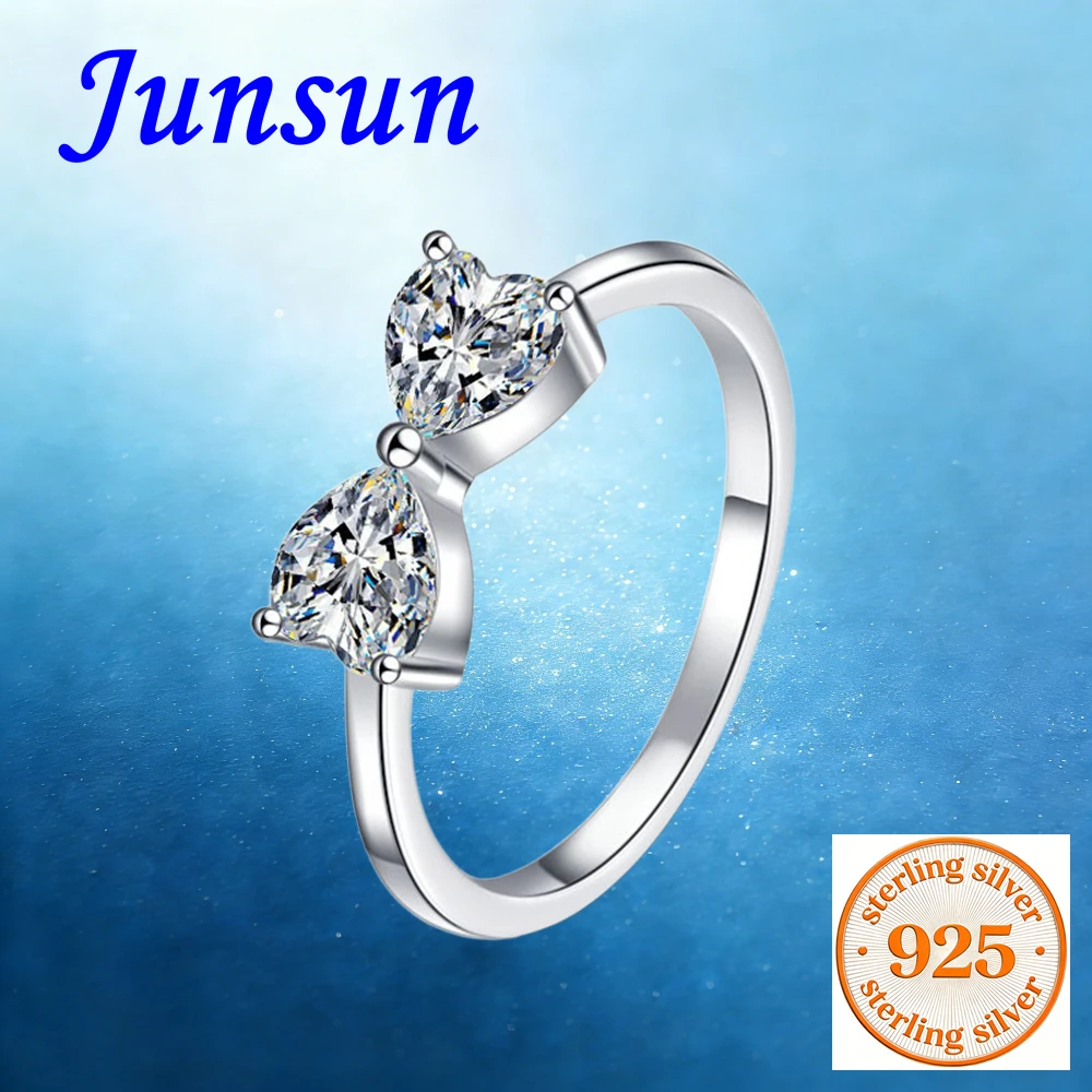 

Junsun 1ct Moissanite Diamond D Color Love Heart Ring for Women S925 Sterling Silver with Certificate Promise Fine Jewelry Wife