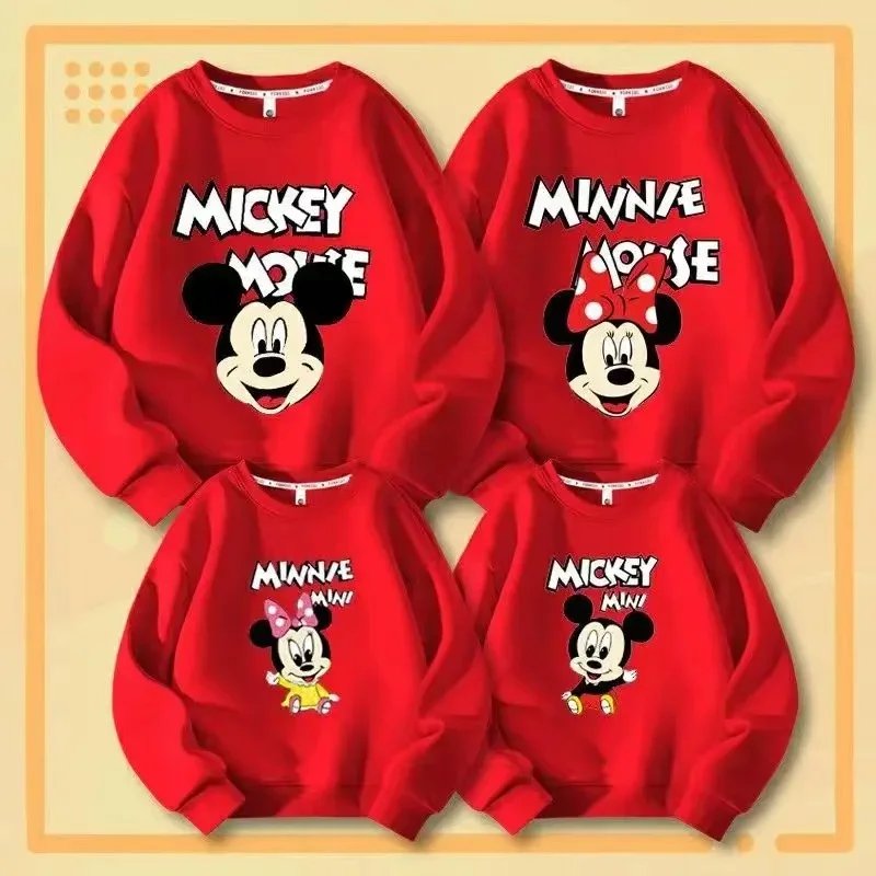 Család Összetartozó ruhák Gúnyrajz mickey minnie Egér nyomtatás sweatshirts Édesanya Leánya vkinek Apó Vkinek a fia stv Ruhaujj felső Anyuka Szerelvény