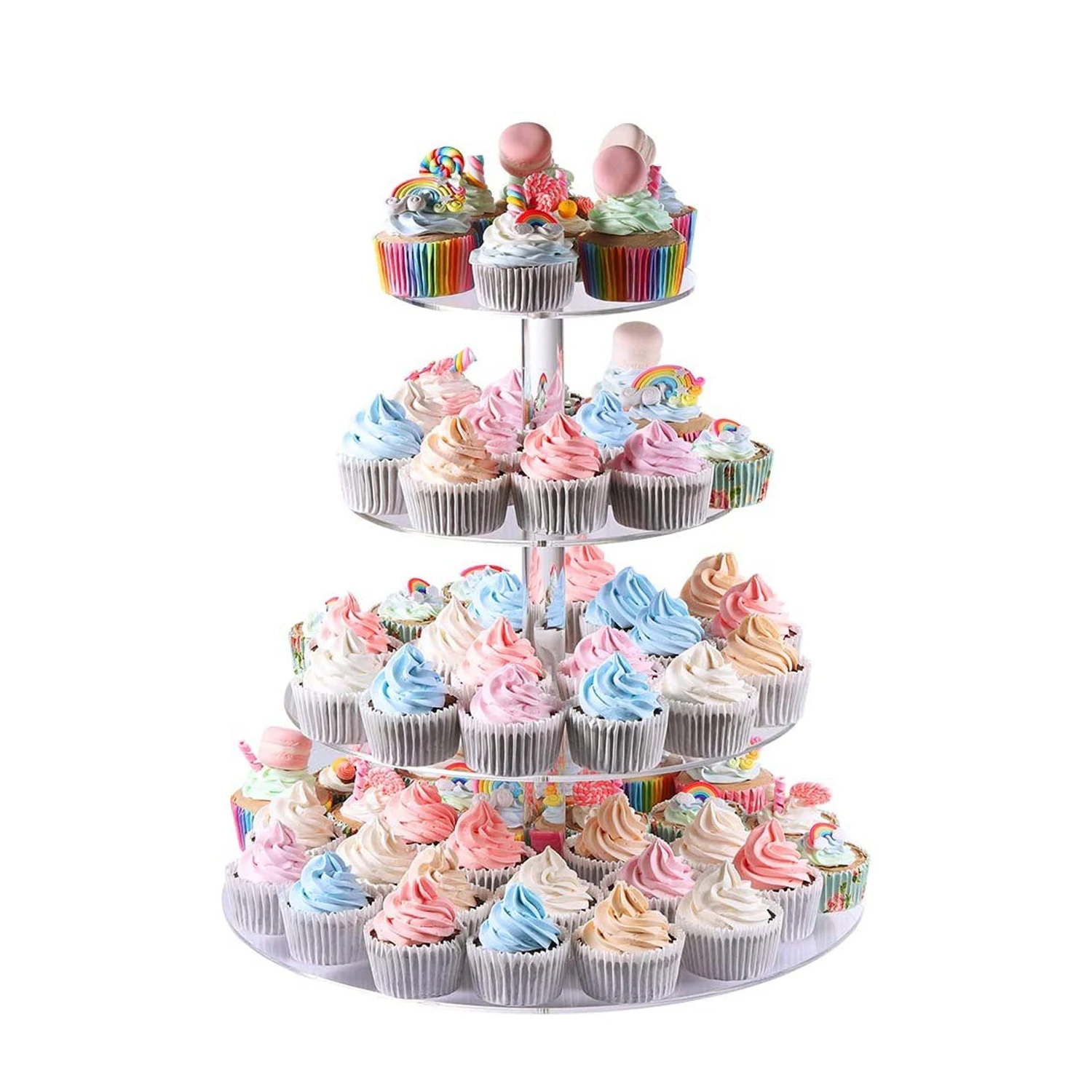 

3-6-Tier Acrylic Glass Round Wedding Cake Stand Cupcake Stand Tower/Dessert Stand- Pastry Serving Platter- Food Display Stand