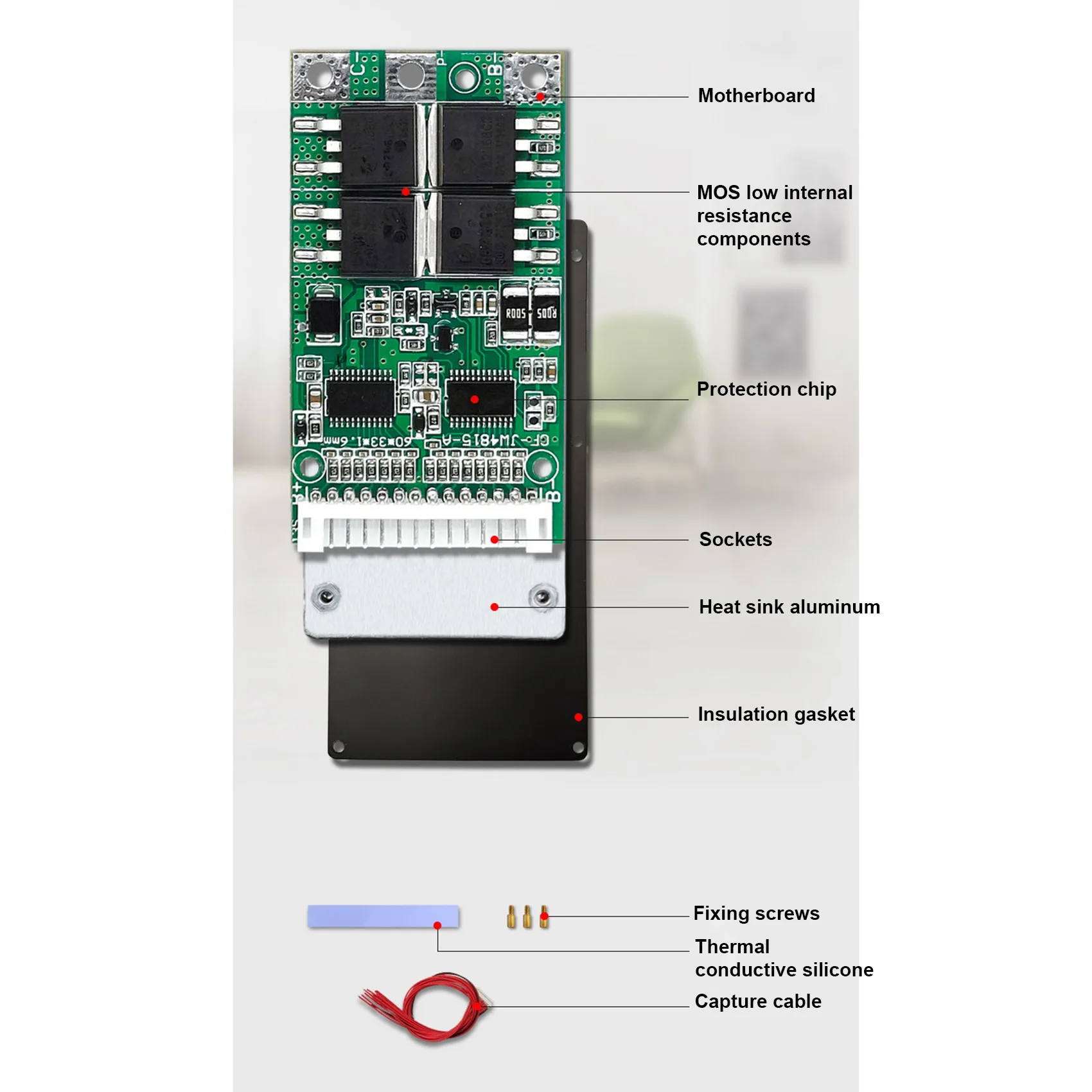 13S 48V 15A Protection Board Li-Ion Lipolymer Battery BMS PCB Board with Heatsink for E-Bike EScooter