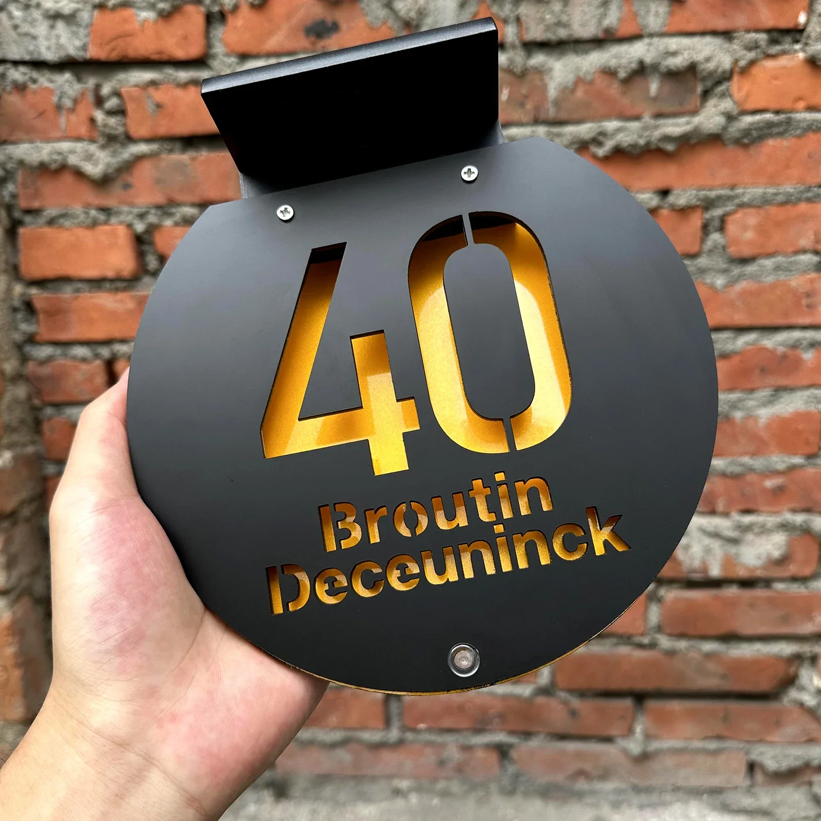 

Custom Outdoor House Number Light LED Illuminated Laser Cut Acrylic Plate Exterior Address Family Name Number Solar House Sign