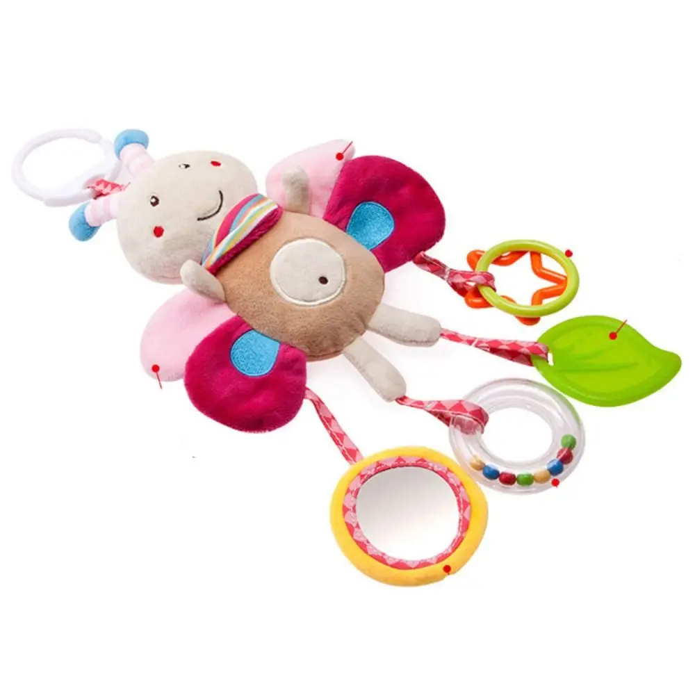 Schattig ontwerp babyrammelaar speelgoed bel speelgoed grijpvermogen training kinderwagen hangend speelgoed knuffeldier pluche materiaal