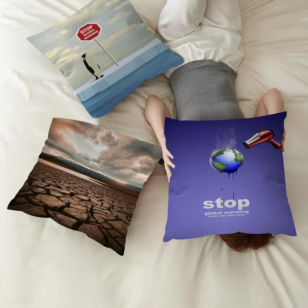 

Climate Change & Global Warming Pillowcase Toon Gift Cushion Cover Bedroom Home Sofa Chair Seat Decor Pillow Case