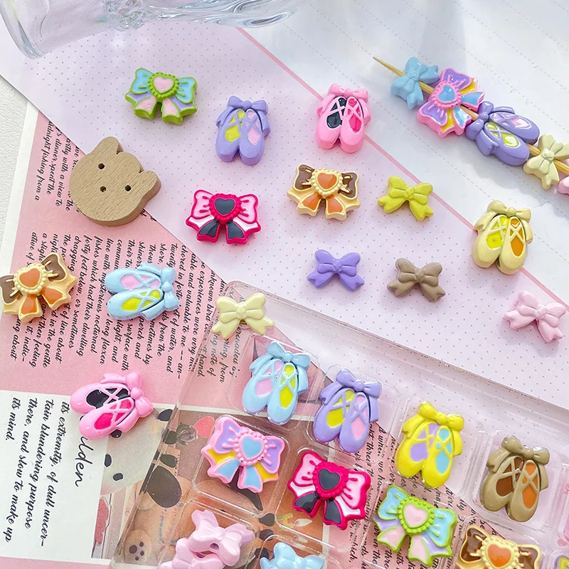 10pcs Cartoon Cute Dance Shoes Bow Alloy Beads Beaded DIY Handmade Jewelry Bracelet Necklace Chain Accessories