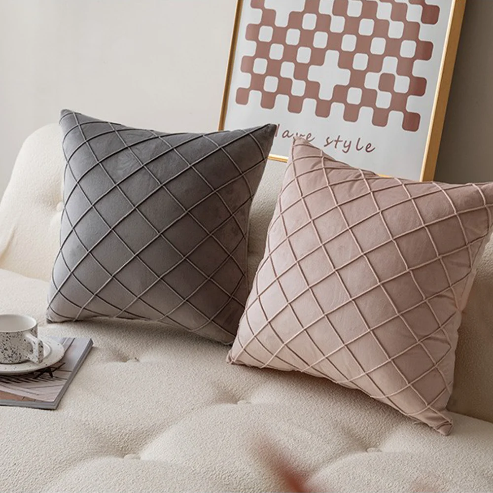 Funda Cojines de 45x45 Wohnzimmer Sofa dekorative Kissen bezug weichen Samt Plaid Kissen bezug Wohnkultur nordischen Stil