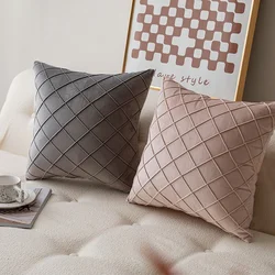 Funda Cojines De 45x45 Living Room Sofa Decorative Throw Pillow Cover Soft Velvet Plaid Cushion Cover Home Decor Nordic Style