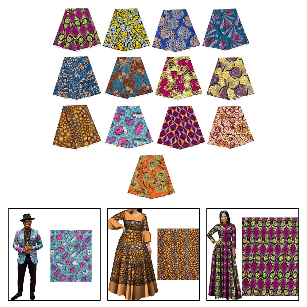 1Pcs Length 1 Yard Width 114cm Polyester African Printed Polyester Multi-Color Fabric Diy Fabric African Wax Dyed Fabric