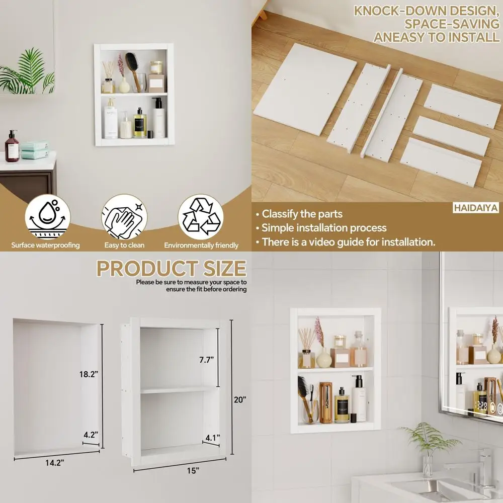 

Встраиваемый настенный шкафчик для медикаментов 14x18 дюймов, подходит для дерева или гипсокартона, идеально подходит для хранения в ванной комнате и гостиной.