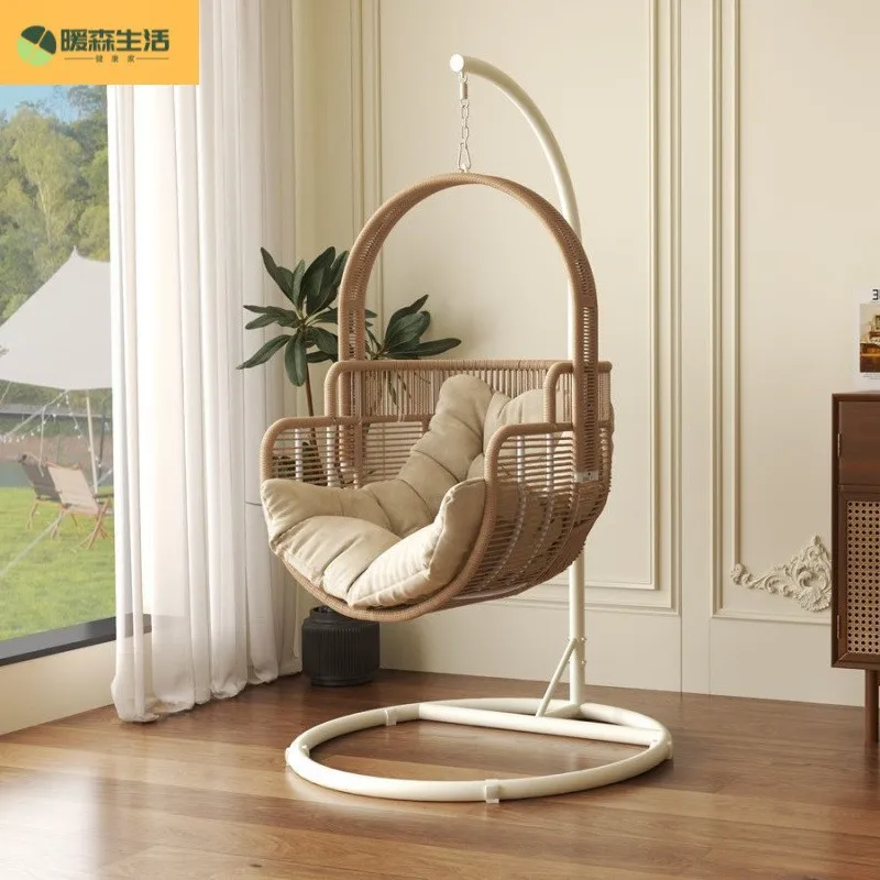 

Hanging basket swing lazy household twist rattan balcony indoor new exquisite Internet celebrity rocking chair leisure hanging c