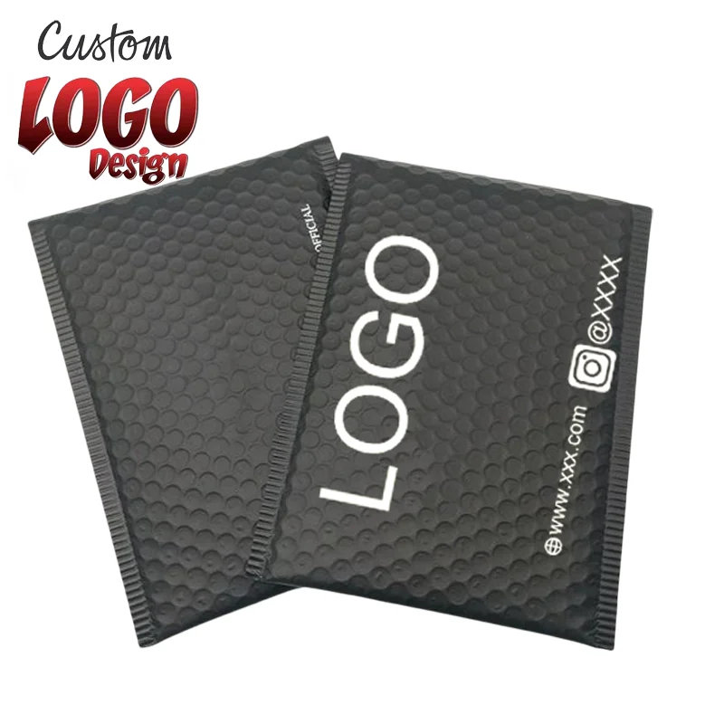 Custom LOGO Black Poly Bubble Mailer Padded Envelope Express Shipping Mailing Courier Packaging Bags Bubble Mailers With Logo