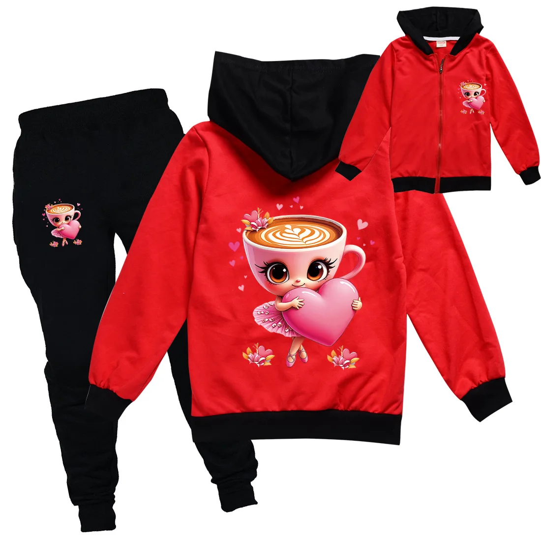 

Ballerina Capuccina Italian Brainrot Clothes Set Kids Hood Zipper Jackets Pants 2pcs Sets Baby Girls Outfits Children Tracksuits