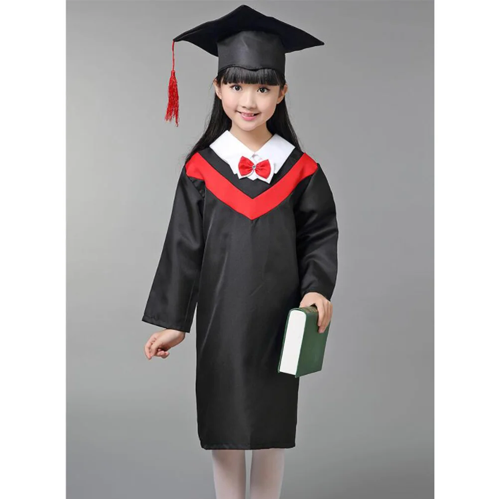 

Graduation Kids Gown Cap Children Gowns Robe Caps School Uniforms Doctoral Tassels Cosplay Costumes Bachelor Cloak And