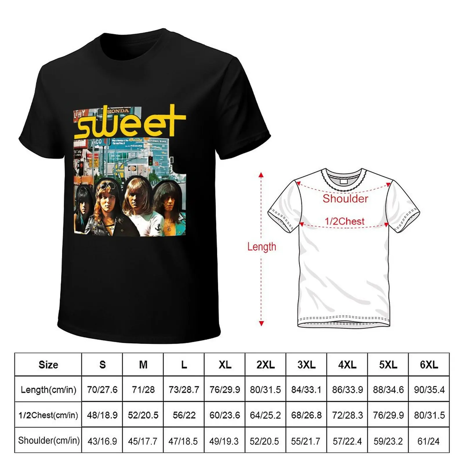 Sweet - Desolation Boulevard T-Shirt Basic Solid Color Short Sleeve T-Shirt