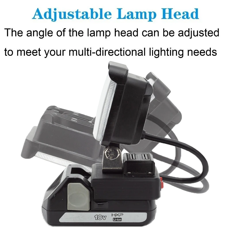 Lampe de travail LED portable, batterie lithium-ion 18V, lampe à outils, maison, camping, voyage