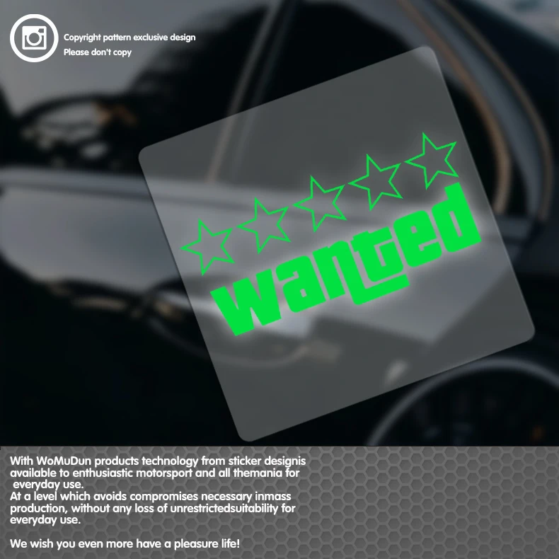 

Wanted Laser Car Funny Stickers Auto Vinyl Film GTA Decals For Car Bumper Windows Motorcycle Laptop Walls Car Accessories