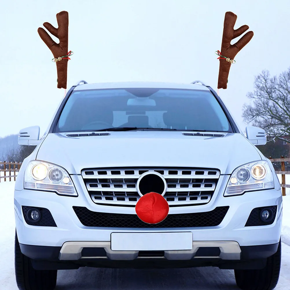 

Набор из 1 предмета: Премиальные тканевые украшения в виде оленьих рожьков для автомобиля на Рождество и праздничный сезон, легко устанавливаемые на окна и бампер, праздничный декор для авто