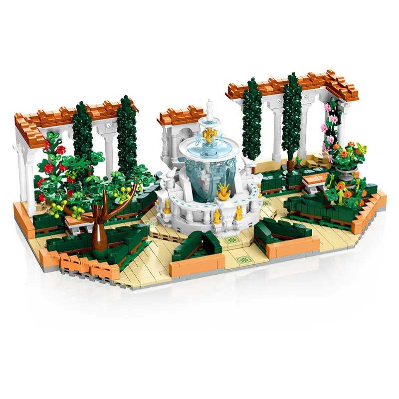 

Creative City Street View Architecture Fountain Square Building Block Streetscape Model Sets Brick Assembly Toy For Gifts