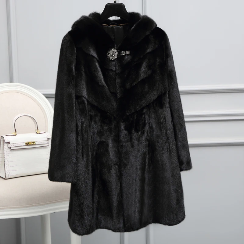 

whole coat Mink fur fur coat long 2023 women's clothing outerwear jacket coats winter new hooded fur